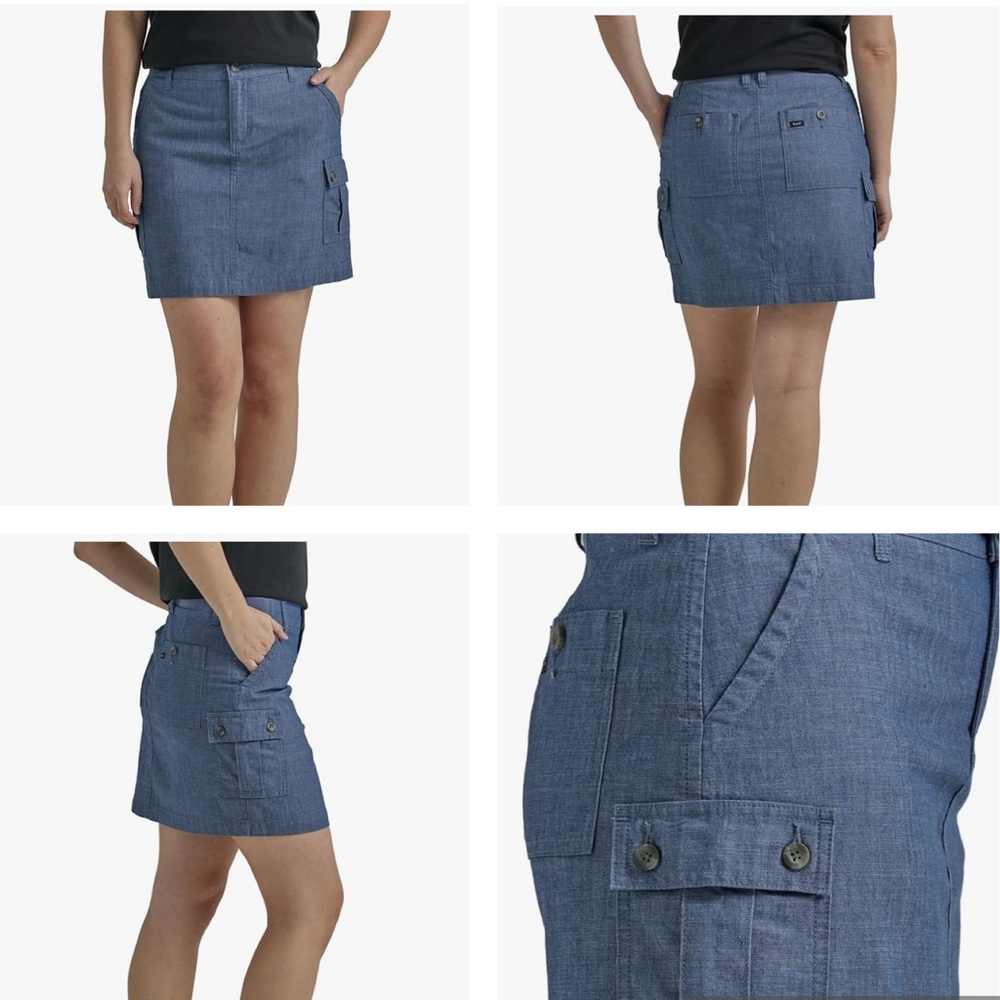 Lee Ultra Lux Comfort With Flex-to-go Cargo SKORT Size 16 Chambray NWT